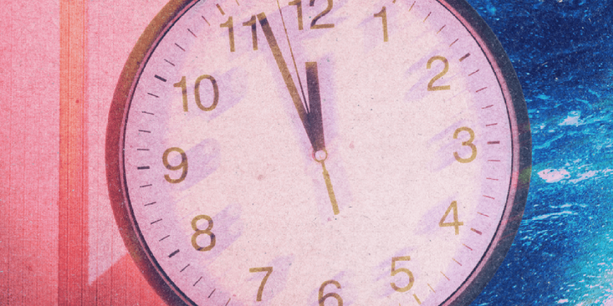 MIT Technology Review Roundtables art for “Could AI really kill us all?” — stylized clock approaching midnight